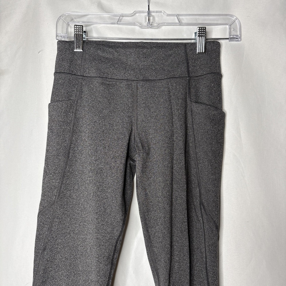 Athleta Girl XL 14 Stash Your Treasures Tight Charcoal Gray Leggings Side Pocket - Picture 2 of 7